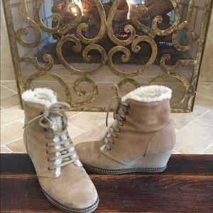 J. Crew fur lined wedge boot